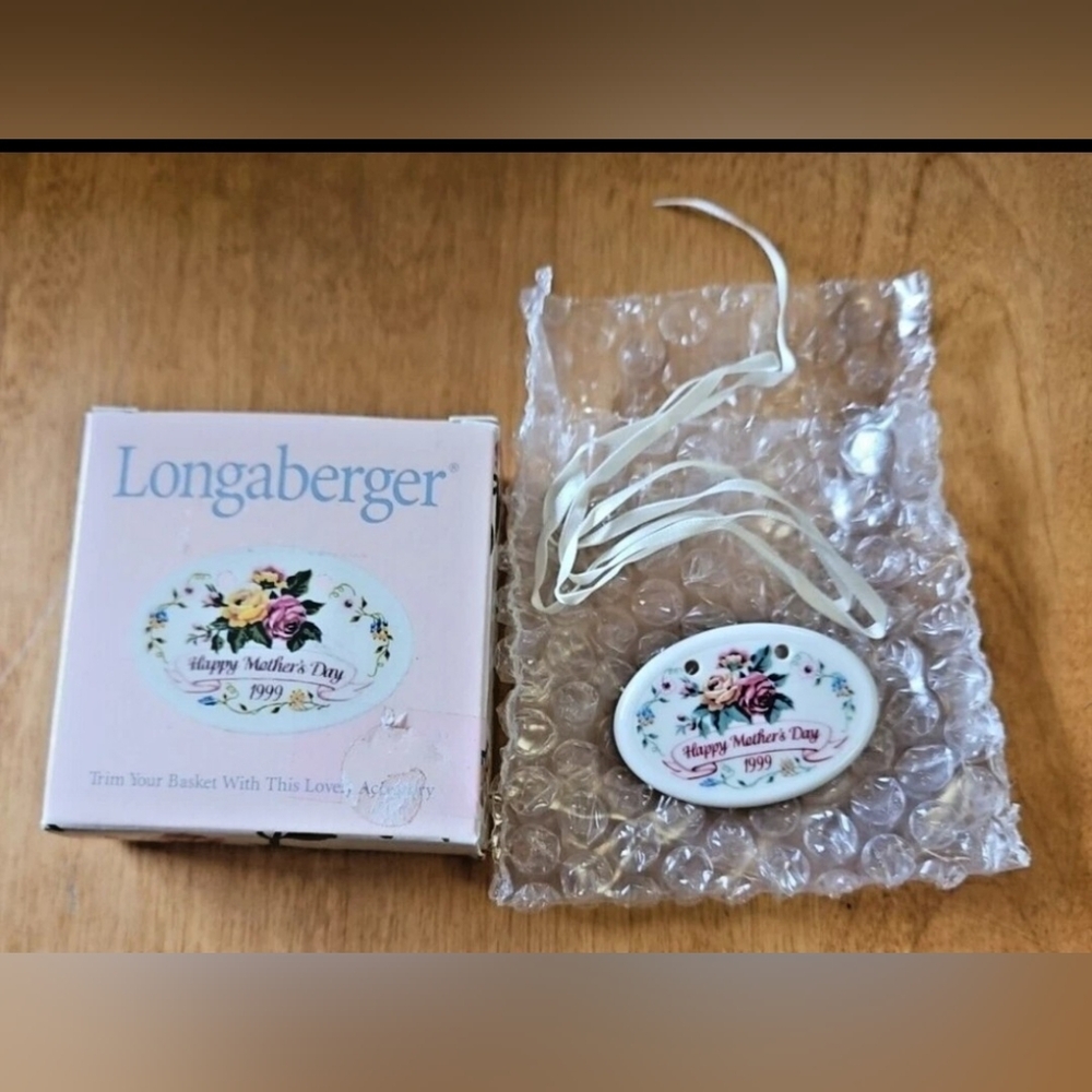 Longaberger 1999‎ Mother's Day Tie-On Ceramic Tag, Dated 1999 - NIB